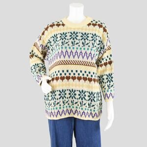 Vintage Far Isle Hearts & Snowflakes Sweater Women's Medium